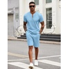 image:imageCOOFANDY Mens 2 Piece Set Short Sleeve Polo Shirt and Shorts Summer SuitsLight Blue