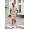 image:imageCOOFANDY Mens 2 Piece Set Short Sleeve Polo Shirt and Shorts Summer SuitsLight Khaki