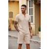 image:imageCOOFANDY Mens 2 Piece Set Short Sleeve Polo Shirt and Shorts Summer SuitsLight Khaki