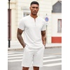 image:imageCOOFANDY Mens 2 Piece Set Short Sleeve Polo Shirt and Shorts Summer SuitsWhite