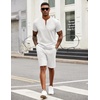 image:imageCOOFANDY Mens 2 Piece Set Short Sleeve Polo Shirt and Shorts Summer SuitsWhite