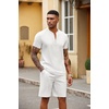 image:imageCOOFANDY Mens 2 Piece Set Short Sleeve Polo Shirt and Shorts Summer SuitsWhite