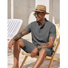 image:imageCOOFANDY Mens 2 Pieces Set Short Sleeve Henley Shirts and Shorts Set Texture Summer Beach Vacation OutfitsDark Gray
