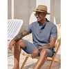 image:imageCOOFANDY Mens 2 Pieces Set Short Sleeve Henley Shirts and Shorts Set Texture Summer Beach Vacation OutfitsFlecking Navy Blue