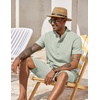 image:imageCOOFANDY Mens 2 Pieces Set Short Sleeve Henley Shirts and Shorts Set Texture Summer Beach Vacation OutfitsLight Green