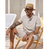 image:imageCOOFANDY Mens 2 Pieces Set Short Sleeve Henley Shirts and Shorts Set Texture Summer Beach Vacation OutfitsStone
