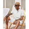 image:imageCOOFANDY Mens 2 Pieces Set Short Sleeve Henley Shirts and Shorts Set Texture Summer Beach Vacation OutfitsWhite