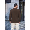 image:imageCOOFANDY Mens Crew Neck Sweatshirt Lightweight Fleece Pullover TShirtChestnut Brown