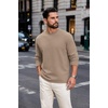 image:imageCOOFANDY Mens Crew Neck Sweatshirt Lightweight Fleece Pullover TShirtKhaki