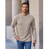 image:imageCOOFANDY Mens Crewneck Sweatshirt Cotton Pullover Thermal SweatshirtKhaki