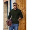 image:imageCOOFANDY Mens Fleece Quarter Zip Pullover Long Sleeve Thermal SweatshirtArmy Green