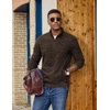 image:imageCOOFANDY Mens Fleece Quarter Zip Pullover Long Sleeve Thermal SweatshirtBrown