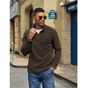 image:imageCOOFANDY Mens Fleece Quarter Zip Pullover Long Sleeve Thermal SweatshirtBrown