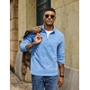 image:imageCOOFANDY Mens Fleece Quarter Zip Pullover Long Sleeve Thermal SweatshirtLight Blue