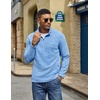 image:imageCOOFANDY Mens Fleece Quarter Zip Pullover Long Sleeve Thermal SweatshirtLight Blue