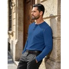 image:imageCOOFANDY Mens Henley Shirts Long Sleeve Casual Pullover Button TShirtDenim Blue