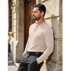 image:imageCOOFANDY Mens Henley Shirts Long Sleeve Casual Pullover Button TShirtLight Khaki