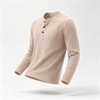 image:imageCOOFANDY Mens Henley Shirts Long Sleeve Casual Pullover Button TShirtLight Khaki