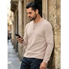 image:imageCOOFANDY Mens Henley Shirts Long Sleeve Casual Pullover Button TShirtLight Khaki
