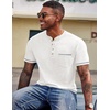 image:imageCOOFANDY Mens Henley Shirts Short Sleeve Casual Button TShirts Basic Tee Shirts Summer Vintage T Shirts with PocketA Pure White