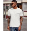 image:imageCOOFANDY Mens Henley Shirts Short Sleeve Casual Button TShirts Basic Tee Shirts Summer Vintage T Shirts with PocketA Pure White