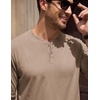 image:imageCOOFANDY Mens Henley TShirts Long Sleeve Casual Cotton Pullover ShirtKhaki