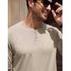 image:imageCOOFANDY Mens Henley TShirts Long Sleeve Casual Cotton Pullover ShirtLight Khaki