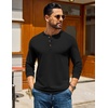 image:imageCOOFANDY Mens Henley TShirts Long Sleeve Casual Pullover Shirt Basic TopsBlack