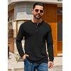 image:imageCOOFANDY Mens Henley TShirts Long Sleeve Casual Pullover Shirt Basic TopsBlack