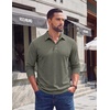 image:imageCOOFANDY Mens Long Sleeve Polo Shirts Casual Basic Lightweight Button TeeArmy Green