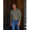 image:imageCOOFANDY Mens Long Sleeve Polo Shirts Casual Basic Lightweight Button TeeArmy Green
