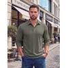 image:imageCOOFANDY Mens Long Sleeve Polo Shirts Casual Basic Lightweight Button TeeArmy Green