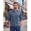 image:imageCOOFANDY Mens Long Sleeve Polo Shirts Casual Basic Lightweight Button TeeDeep Blue