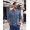 image:imageCOOFANDY Mens Long Sleeve Polo Shirts Casual Basic Lightweight Button TeeDeep Blue