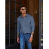 image:imageCOOFANDY Mens Long Sleeve Polo Shirts Casual Basic Lightweight Button TeeDeep Blue