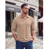 image:imageCOOFANDY Mens Long Sleeve Polo Shirts Casual Basic Lightweight Button TeeKhaki