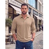 image:imageCOOFANDY Mens Long Sleeve Polo Shirts Casual Basic Lightweight Button TeeKhaki