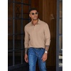 image:imageCOOFANDY Mens Long Sleeve Polo Shirts Casual Basic Lightweight Button TeeKhaki