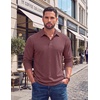 image:imageCOOFANDY Mens Long Sleeve Polo Shirts Casual Basic Lightweight Button TeeWine Red
