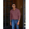 image:imageCOOFANDY Mens Long Sleeve Polo Shirts Casual Basic Lightweight Button TeeWine Red