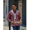 image:imageCOOFANDY Mens Long Sleeve Polo Shirts Casual Basic Lightweight Button TeeWine Red