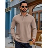 image:imageCOOFANDY Mens Long Sleeve Polo Shirts Cotton Casual Polos Button Tee ShirtKhaki