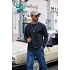 image:imageCOOFANDY Mens Long Sleeve Shirts Crew Neck Cotton TShirt Casual ShirtsNavy