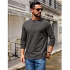 image:imageCOOFANDY Mens Long Sleeve T Shirt Heavyweight Crew Neck TShirt Premium Cotton Tee01dark Heather