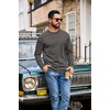 image:imageCOOFANDY Mens Long Sleeve T Shirt Heavyweight Crew Neck TShirt Premium Cotton Tee01dark Heather