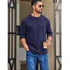 image:imageCOOFANDY Mens Long Sleeve T Shirt Heavyweight Crew Neck TShirt Premium Cotton TeeDark Blue