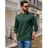 image:imageCOOFANDY Mens Long Sleeve T Shirt Heavyweight Crew Neck TShirt Premium Cotton TeeDark Green