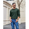 image:imageCOOFANDY Mens Long Sleeve T Shirt Heavyweight Crew Neck TShirt Premium Cotton TeeDark Green