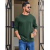 image:imageCOOFANDY Mens Long Sleeve T Shirt Heavyweight Crew Neck TShirt Premium Cotton TeeDark Green
