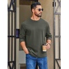 image:imageCOOFANDY Mens Long Sleeve T Shirt Heavyweight Crew Neck TShirt Premium Cotton TeeOlive Green